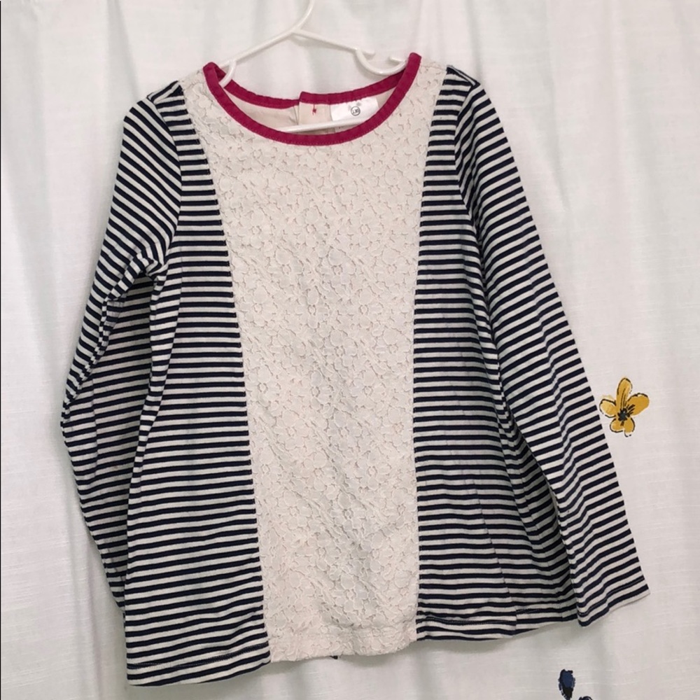 Hanna Andersson Striped Tee with lace detail